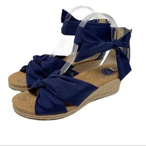 UGG Espadrille Wedge Sandals Ribbon Ankle Tie 8.5